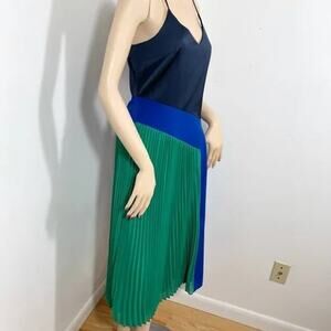 EUC Cushnie x Target Size 20W Blue and Green Pleated Color Block Midi Dress